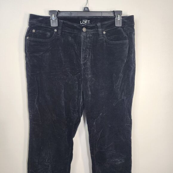 Ann Taylor LOFT Womens Pants Size 10 Modern Skinny Velour Black Mid Rise Stretch - Picture 4 of 9